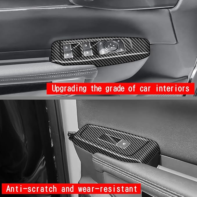 4pcs Carbon Fiber Style Front Rear Doors Window Glass Lift Switch Panel Cover - Image 5