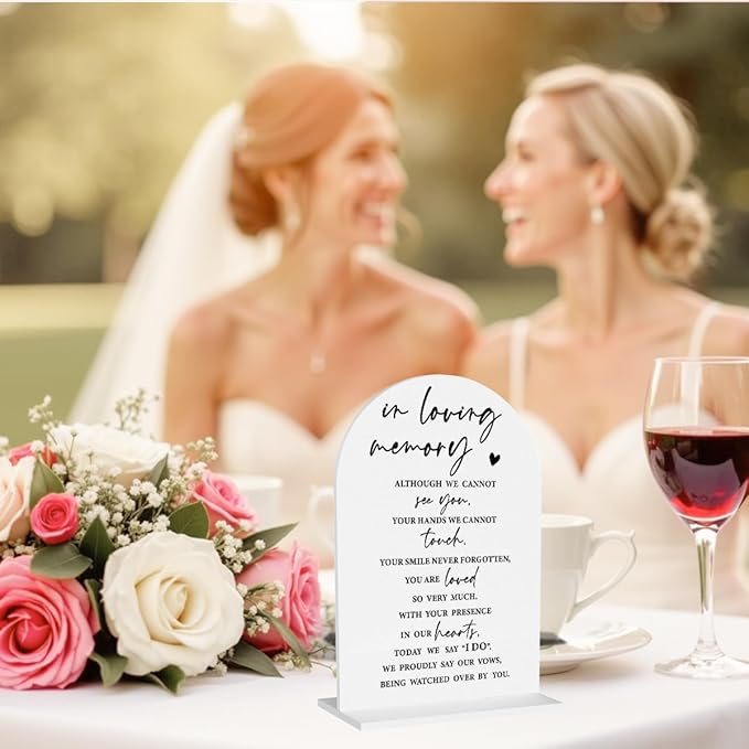 Wedding Memorial Sign Rustic Wedding White Acrylic Gift Table Sign - Image 4