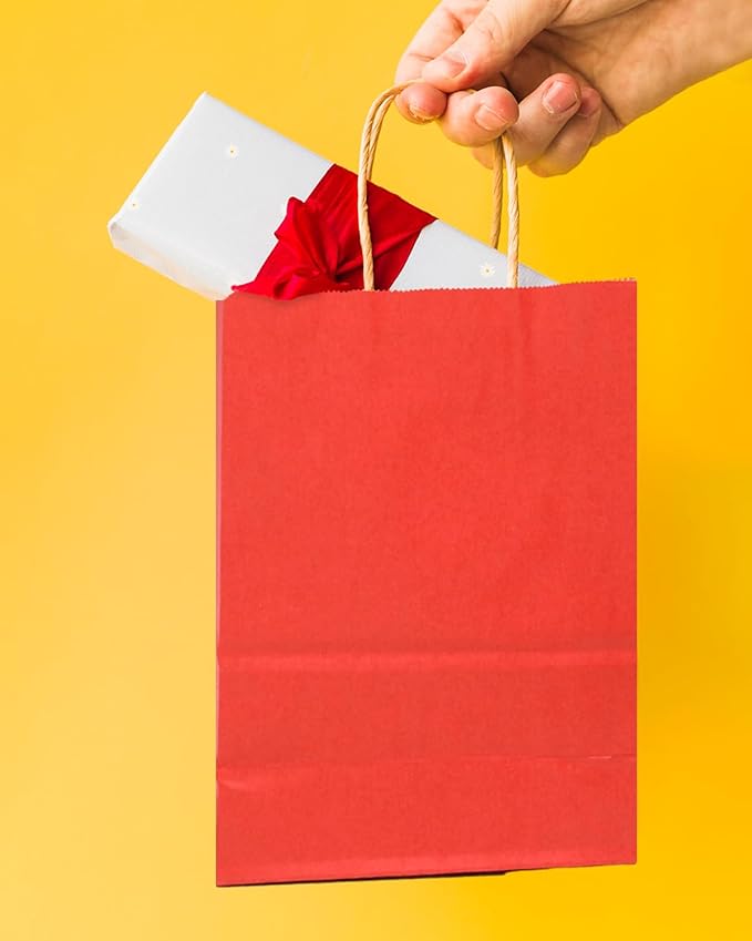 qiqee 24 Pcs Red Mini Paper Gift Bags - Image 5