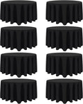 8 Pack Black Round Tablecloths 90 Inch Black Table Cloth Stain and Wrinkle by Heneger
