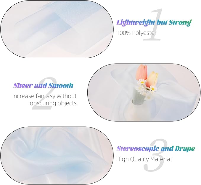Crystal Organza Fabric Tulle 11 Inch by 50 Yards Sheer Tulle Rolls - Image 4