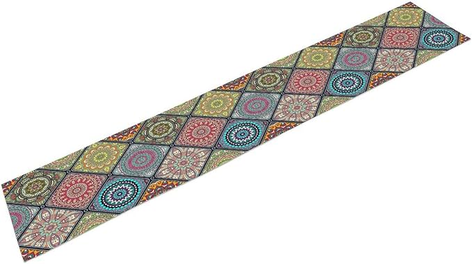 Boho Bohemian Table Runner, Vintage Indian Floral Print Table Cover - Image 7