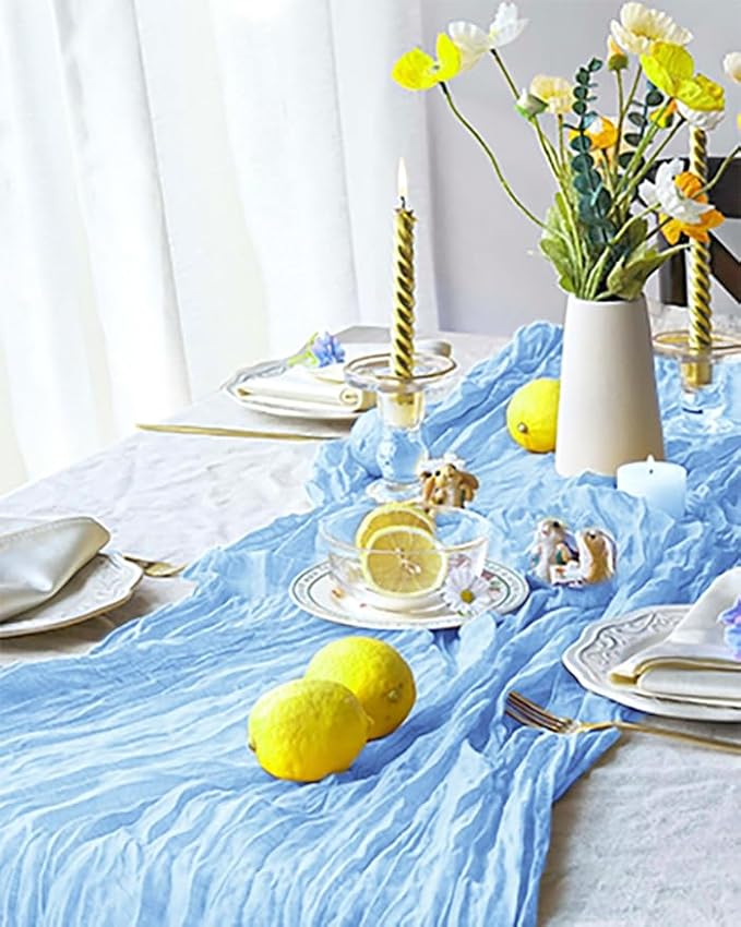 6 Pack Baby Blue Cheesecloth Table Runner 120 inch Gauze Cheese Cloth Table - Image 8
