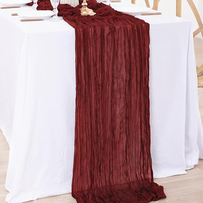 MLMW 10 Pack Christmas Table Runner Cheesecloth Burgundy Boho Cheese Cloth 160 - Image 5