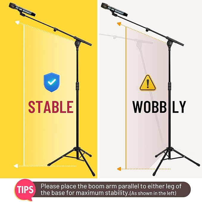CAHAYA Dual-use Tripod Microphone Stand Boom Arm Floor Mic Stand Portable - Image 3
