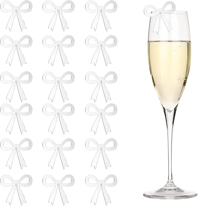 PATIKIL 50 Pcs Bow Drink Tags, Acrylic Wine Glass Charms Reusable Drink Markers by PATIKIL