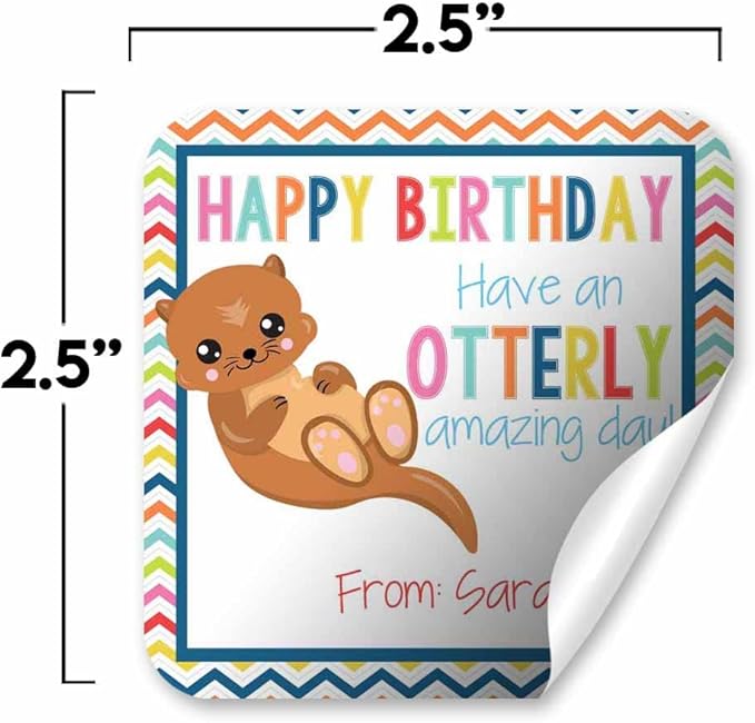 Custom & Personalized Adorable Otter Otterly Amazing Happy Birthday Gift Tag - Image 3