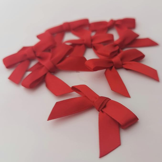 50pcs 1-1/2" Mini Red Satin Ribbon Bows - Image 6