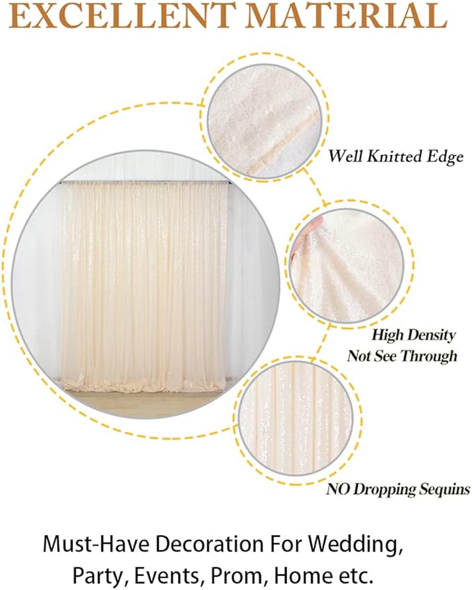 ShiDianYi 4FTX6FT-Ivory-SEQUIN Photo Backdrop, Photography Background Ivory - Image 4