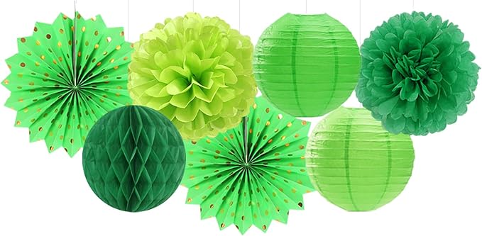 Green Party Decorations Streamers Lanterns - Image 4