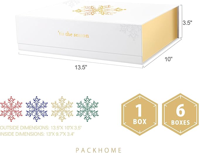 PACKHOME 6 Christmas Gift Boxes 13x9.7x3.4 Inches, Large Gift Boxes - Image 6