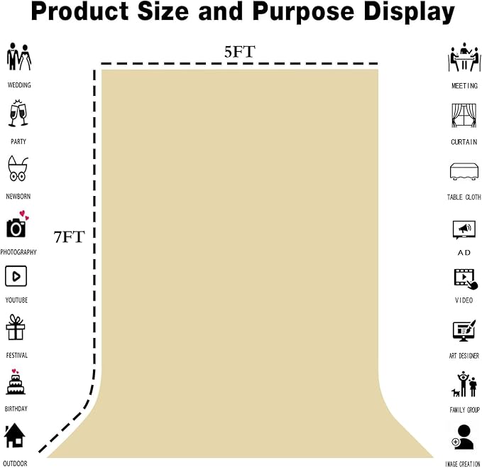 Tan Portrait Backdrop 8x10ft Zoom Meeting Photo Studio Shooting Props - Image 3