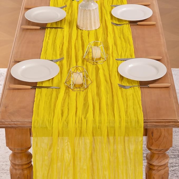 MLMW 6 Pack Yellow Cheesecloth Table Runner Boho Gauze Rustic Cheese Cloth - Image 5