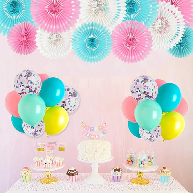 He or She Gender Party Supplies Blue Pink White Hanging Honeycomb Round Paper - Image 6