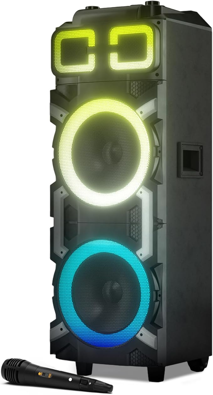 Dolphin High-Power Portable Party Bluetooth Speaker – Wooden Cabinet, LED Lights by Dolphin
