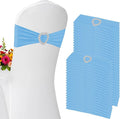 100 Pack Spandex Stretch Blue Chair Sashes Bows Universal Elastic Light Blue by Zrlljp