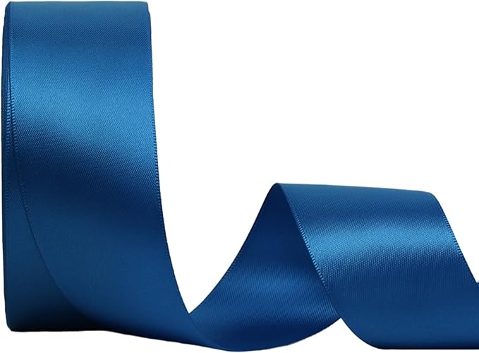 LaRibbons 1 1/2 Inch 25 Yard Double Faced Satin Ribbon, Royal Blue Satin Craft by LaRibbons