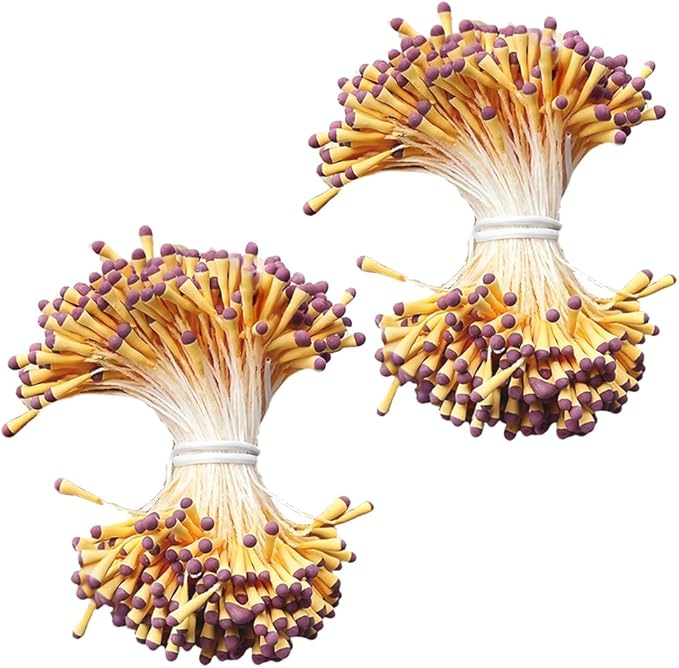 HAHIYO 700Pcs 2mm Yellow and Purple Matte Double Head Flower Stamen Pistil by HAHIYO