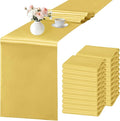 SHEJIZE 20 Pack Light Gold Satin Table Runner 12x108 Inches Long, Bright Silky by SHEJIZE