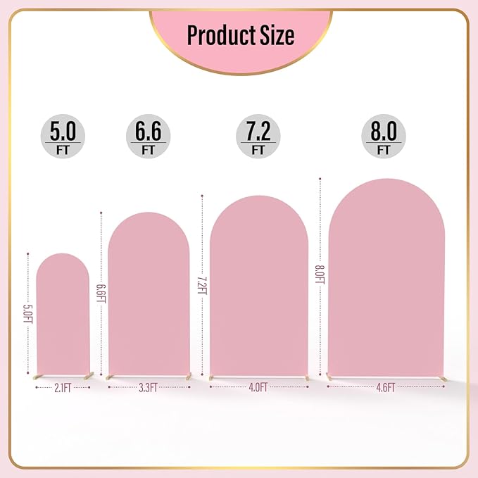 LEBENGURU Upgraded 6FT Wedding Arch Cover, Dusty Pink Spandex Fitted Arch - Image 4