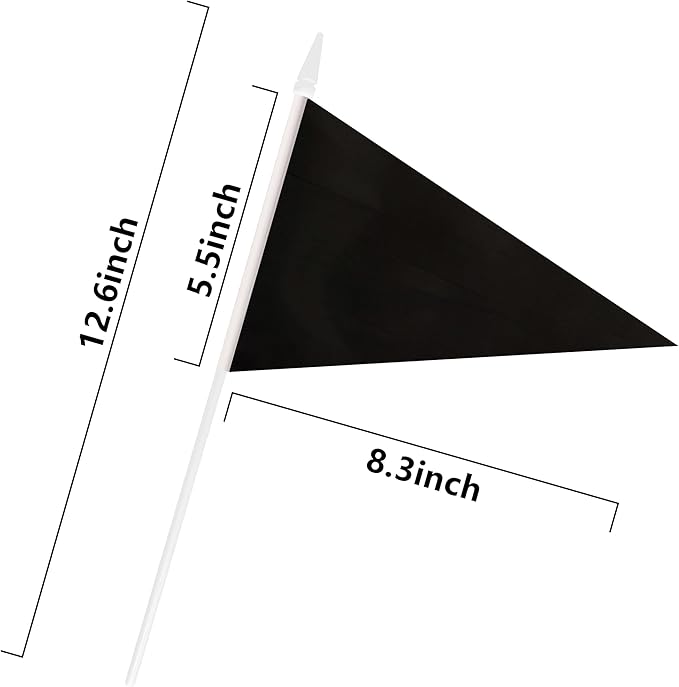 12 Pack Black Pennant Flags Small Mini Hand Held Solid Color Pennant On Sticks - Image 6