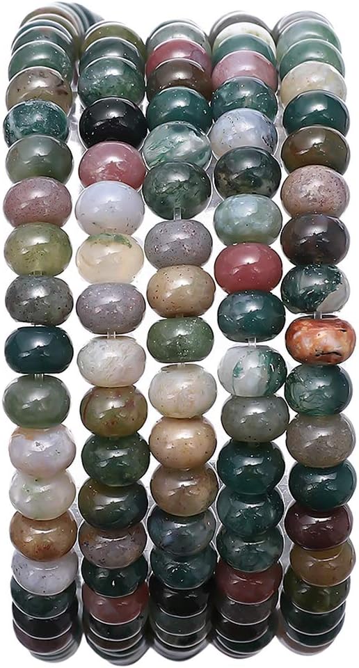 Natural India Agate Stone Rondelle 4x6mm Loose Semi Gemstone Beads by Beadia
