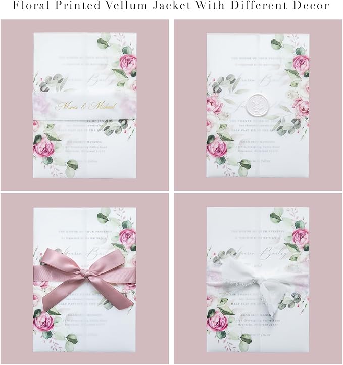 PONATIA 50 PCS Vellum Jackets for 5x7 Invitation Cards - Image 4