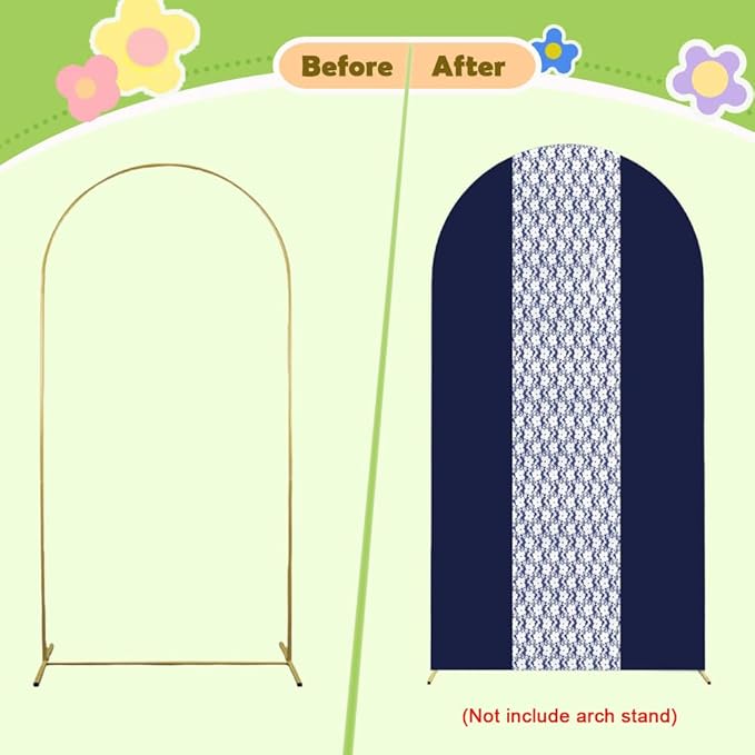 Navy Blue Arch Cover 7.2ft Lace Arched Backdrop Cover Dark Blue Chiara Arch - Image 4