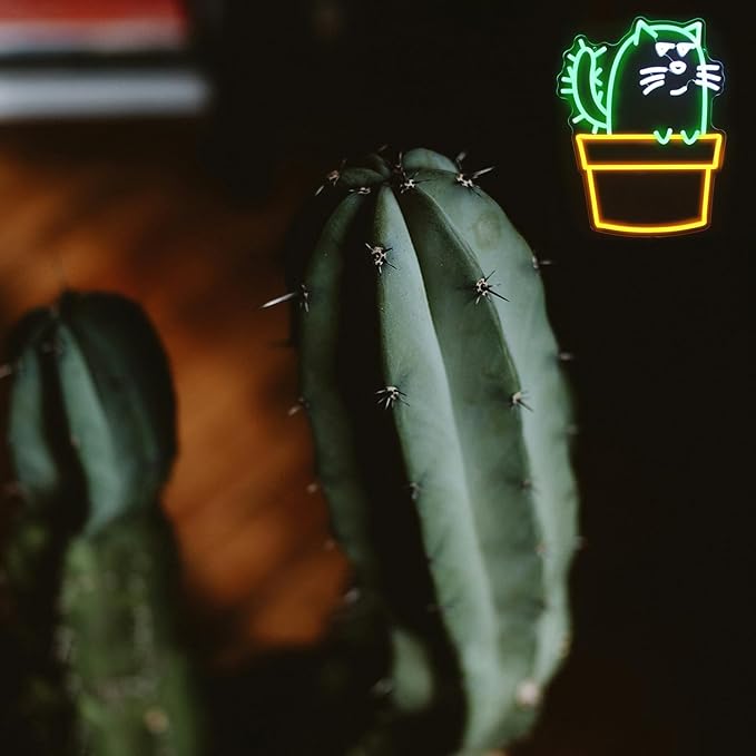 Cactus Cat Neon Sign Funny Animal LED Signs - Image 6