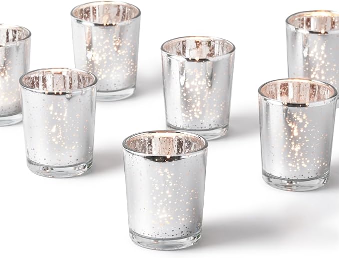 Homemory 24 Pcs Silver Votive Candle Holders, Mercury Glass Candle Holder by Homemory