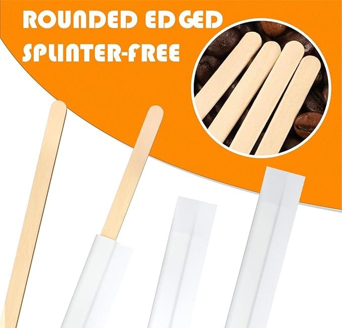 2000Pcs Disposable Wood Coffee Stir Sticks Stirrers Individually Paper Wrapped - Image 3