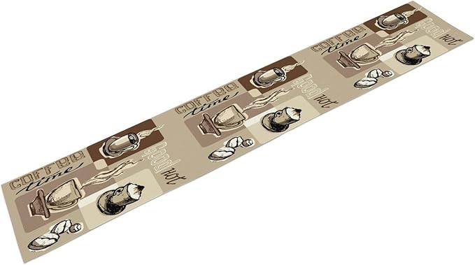 Coffee Table Runner, Vintage Style Coffee Cup Bean Abstract Theme Pattern Print - Image 8