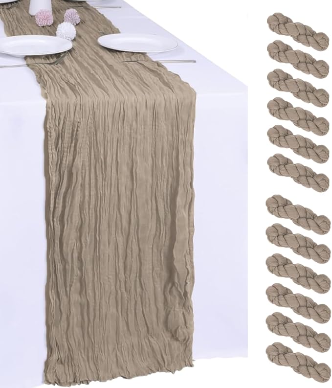 12Pcs Khaki Cheesecloth Table Runner 120 Inch10FT Nude Rustic Boho Cheesecloth by Unknown