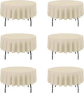 BRILLMAX 6 Pack Beige Round Tablecloths 90 Inch by BRILLMAX