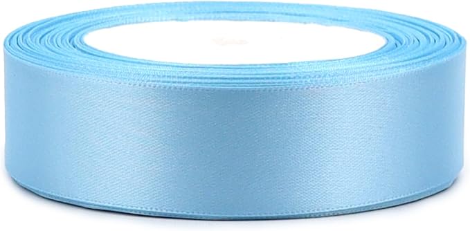 Sky blue Solid Satin Ribbon 1 Inch 25 Yards Solid Polyester Fabric Ribbon - Image 3