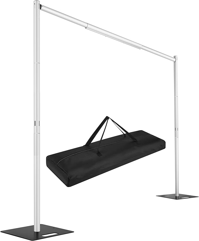 Pipe and Drape Backdrop Stand, 8ft x 10ft Backdrop Stand, Adjustable Metal by HecisEvent