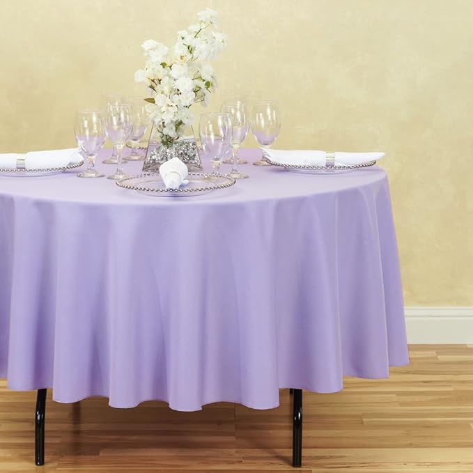 LTC LINENS 5 Pack 90 Inch Round Tablecloth Lavender - Image 5