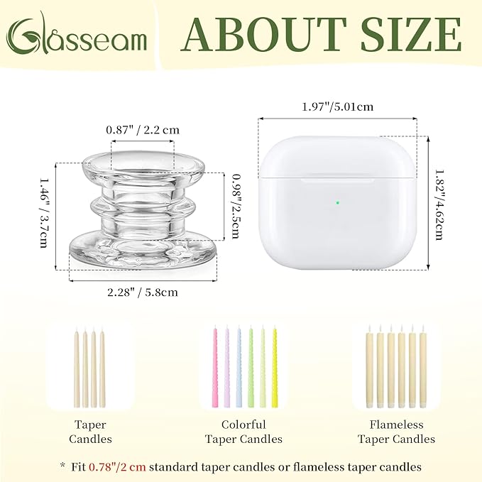 Glasseam Glass Tapered Candlestick Holders: 20Pcs Clear Taper Candle Holders - Image 7