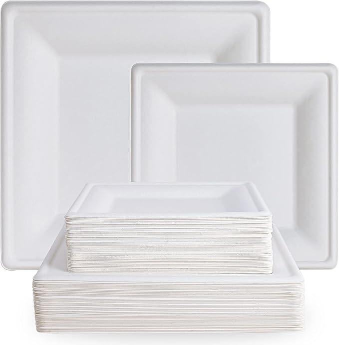ECOLipak 120 Pack Compostable Paper Plates, 10 inch and 8 inch Heavy Duty Eco by ECOLipak
