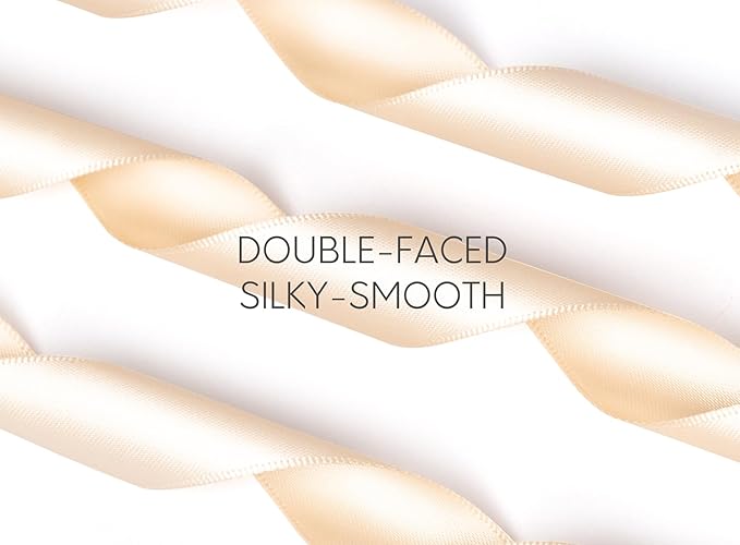 Light Champagne Satin Ribbon 7/8 Inch x 50 Yards Double-Faced Polyester Ribbons - Image 3