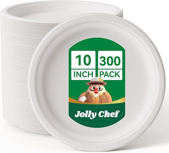 JOLLY CHEF Compostable Heavy Duty Plates   Eco-Friendly Disposable by JOLLYCHEF
