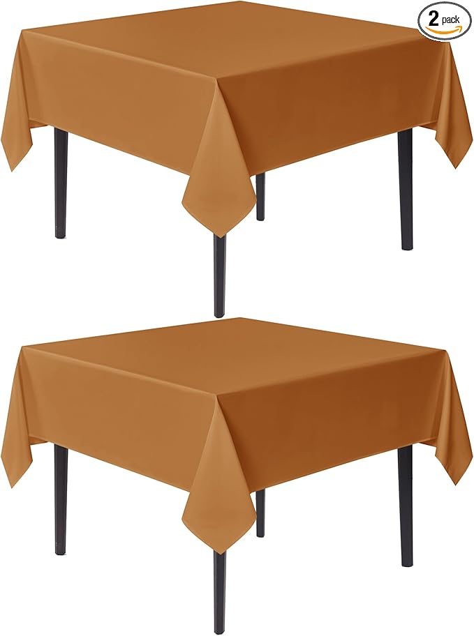 sancua Thanksgiving Square Tablecloths 60x60 Inch Bronze, 2 Pack by sancua