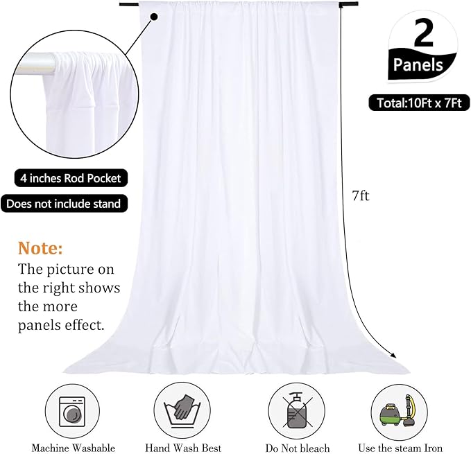 10 x 7 Feet White Backdrop Curtain - Image 2