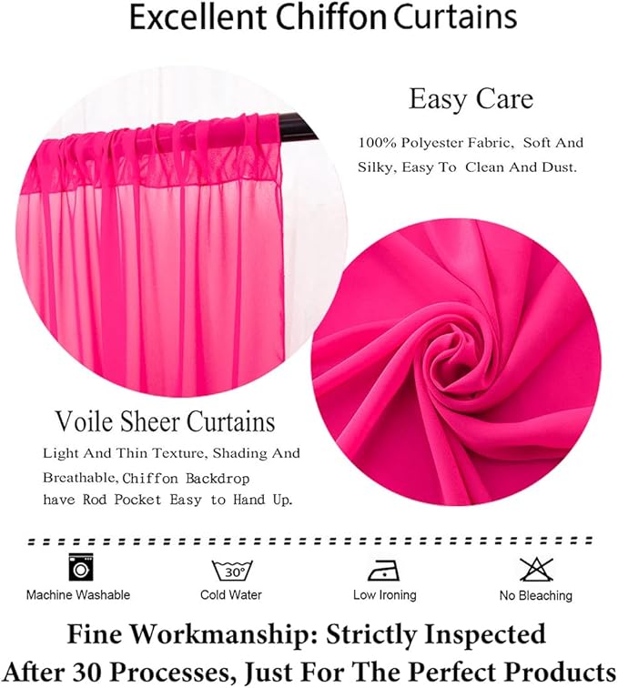 DUOBAO Hot Pink Chiffon Backdrop Curtains - Image 5