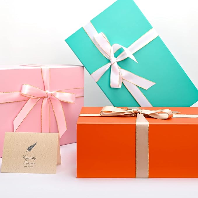 LIFELUM Orange Gift Boxes, 13.85 x 8.35 x 4.45 inch 2 Pack Gift Boxes - Image 7