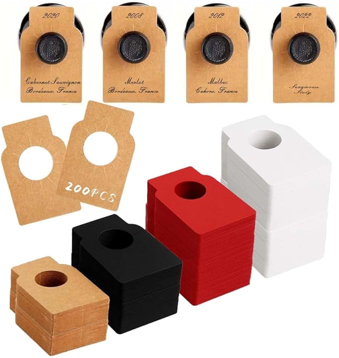 200 PCS Wine Bottle Tags –Paper Hanging Cellar Labels by Unknown