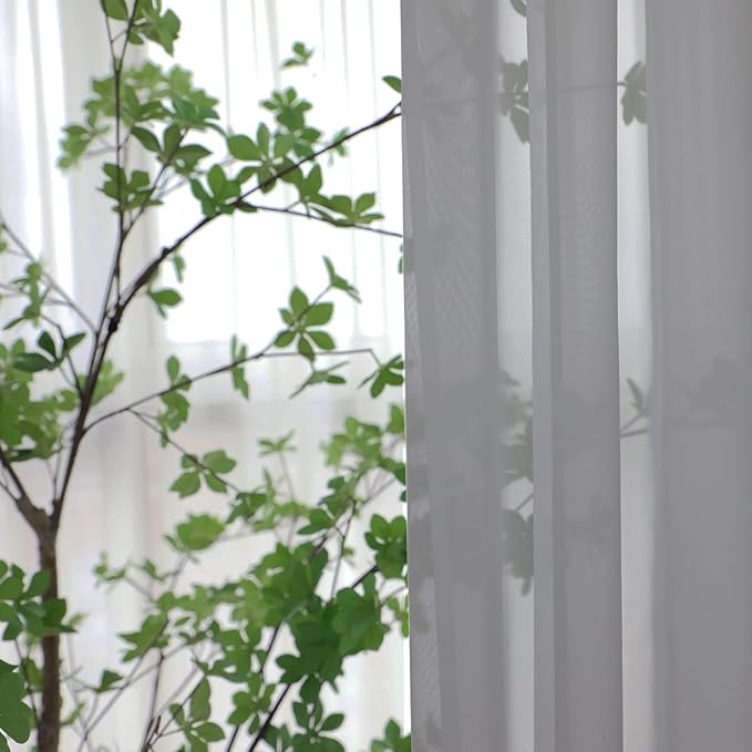 Window Gray Sheer Curtains 72 Inches Long 2 Panels Sheer Curtain Basic Rod - Image 3
