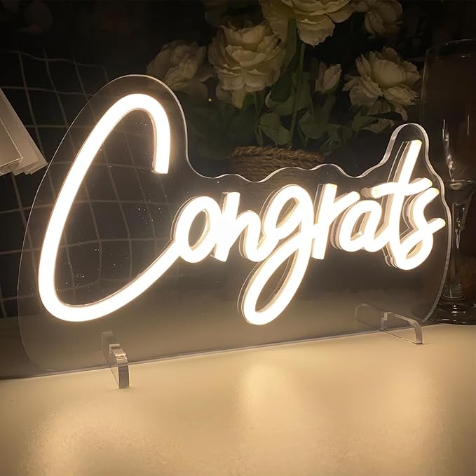Congrats Table Number Neon Sign Desk Lamp Night Light Wedding Letter LED Neon - Image 5