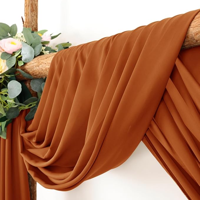 Wedding Arch Draping Fabric 1 Panel 30'' x 18FT Terracotta Sheer Chiffon Arch - Image 2