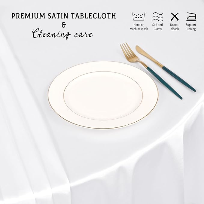 10 Packs Satin Tablecloth 120 Inch White Round Table Cloth Silk Tablecloth - Image 5